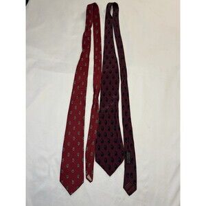 Designer Ties Christian Dior Giorgio Armani Lot Of 2 Red Geometric